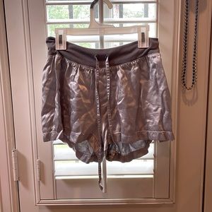 Pj Harlow Silver Satin Pajama Shorts